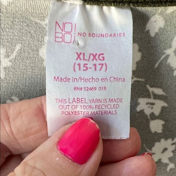 No Boundaries V-neck Floral Green Dress XL (15-17) - Picture 2 of 6